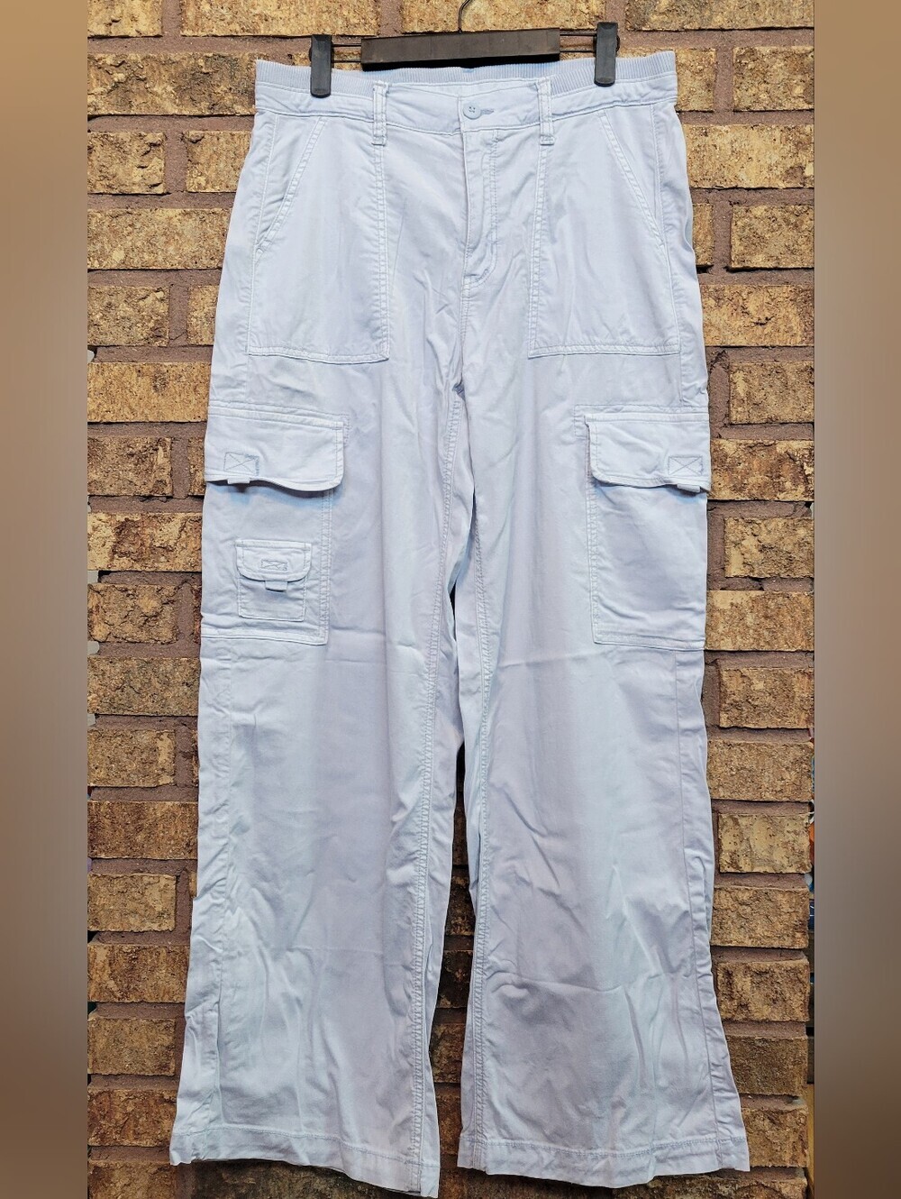 AEO Super High Rise Baggy Wide Leg Cargo Lyocell Stretch Size 4 Light Blue